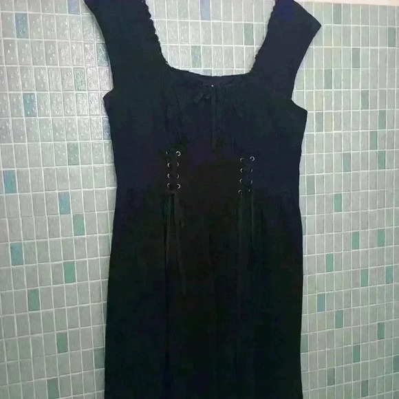 Torrid Black Laceup Dress Corset Babydoll Tulle Goth Steampunk Victorian - Picture 11 of 15